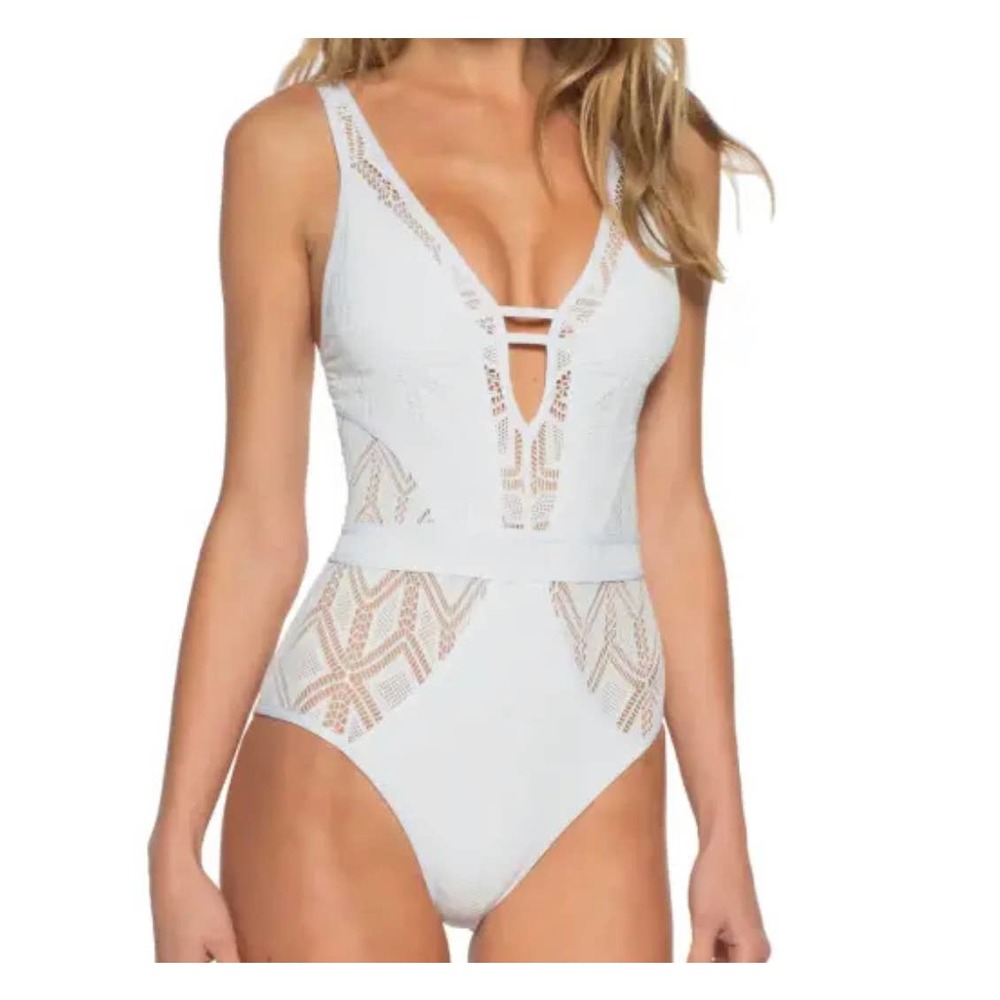 *SOLD* $60 Becca Rebecca Virtue Wanderlust White OnePiece Plunge. Worn once! $70